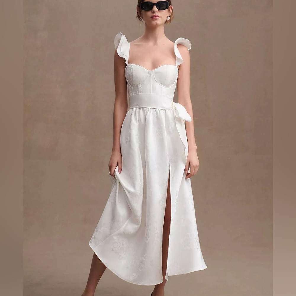 V. Chapman White Midi Dress